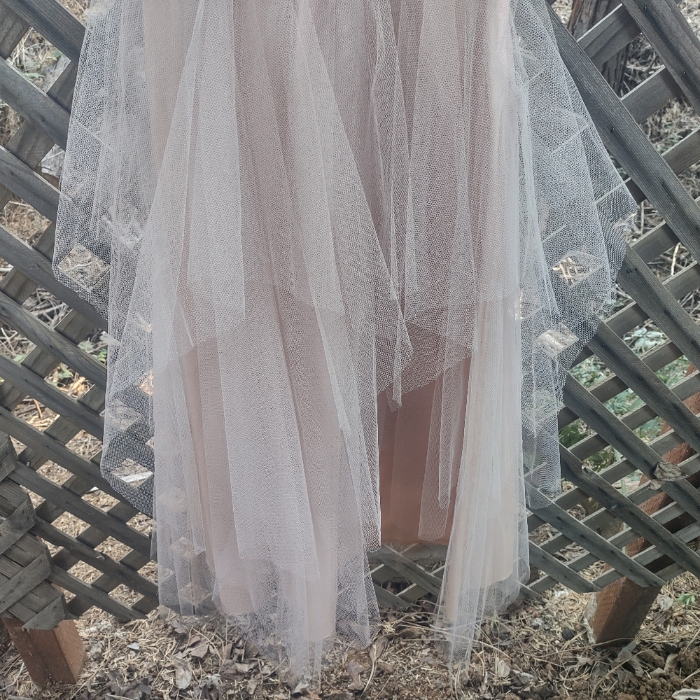60+ Days Old* VTG Pink Formal Tulle Strapless Dress - Picture 3 of 16